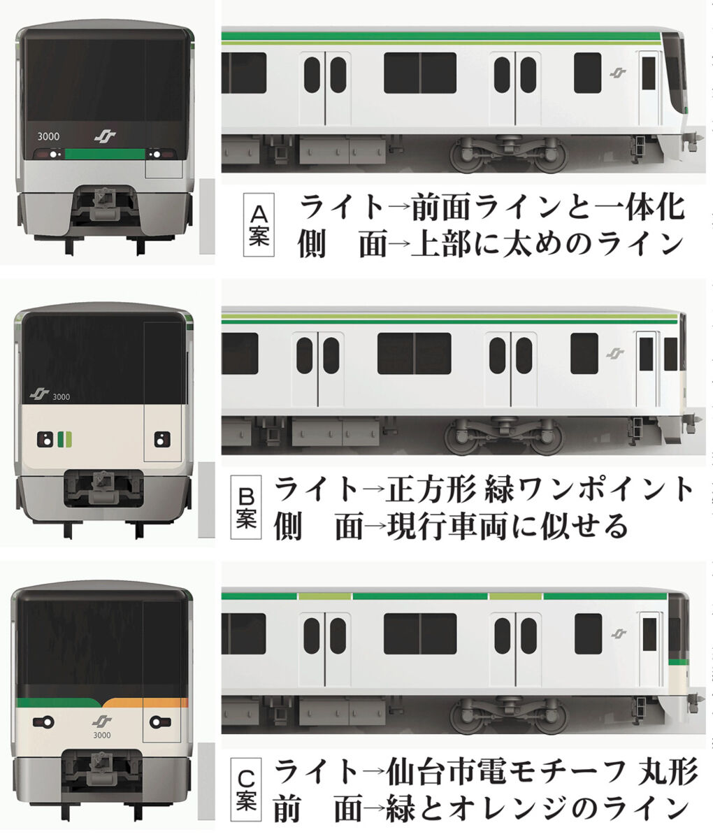 地下鉄南北線のデザイン ３案から選んで 仙台市 投票始める 河北新報オンラインニュース Online News